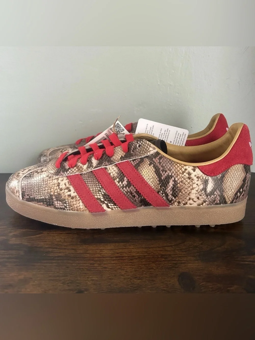 Adidas Gazelle Golf Lux Spikeless Golf Shoes Snakeskin Brown Mens 11 JP7703